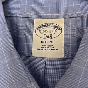 Brooks brothers men’s dress shirt 16 1/2-2/3 1818 Regent Blue White windowpane